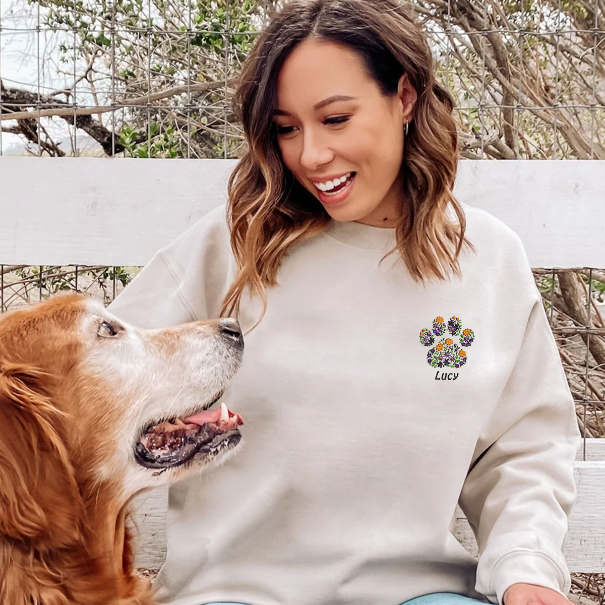 Floral Paw Embroidered Premium Sweatshirt